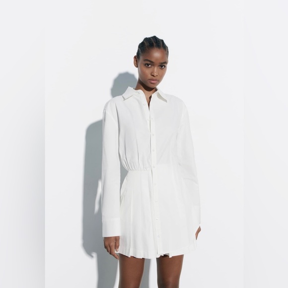 NWT ZARA Pleated Shirt Dress in Size Small - Picture 5 of 12